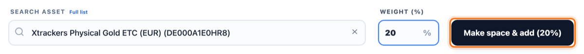 Search bar with the Make space & add button replacing the usual Add button